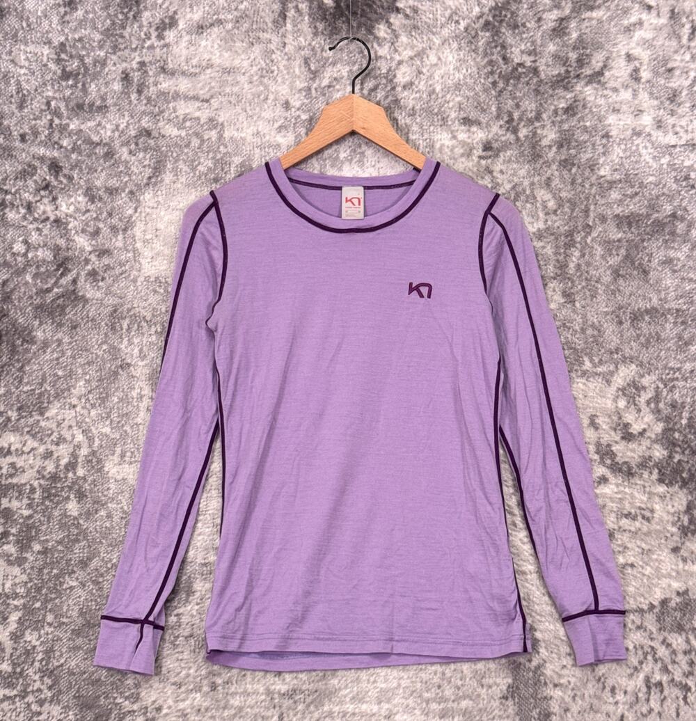 Kari Traa 100% Wool Base Layer Top Medium Womens Purple Long Sleeve Shirt